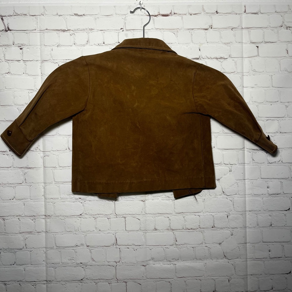 Vintage 1970s Toddler Suede Jacket Sears Western Cowboy Brown Retro Kids Size 2T - Picture 5 of 7